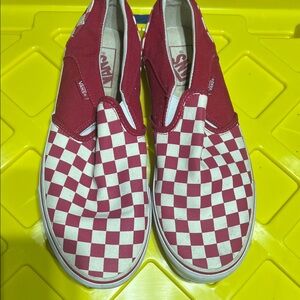 Vans Red and White Checkered Slip-Ons